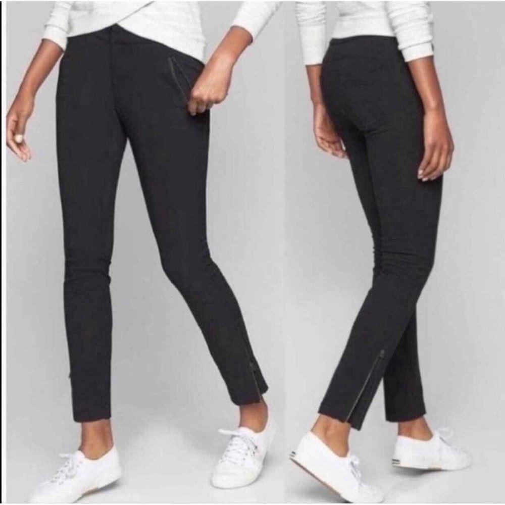 Athleta Wander Black Skinny Pants Exposed Zipper Ankle Size 8